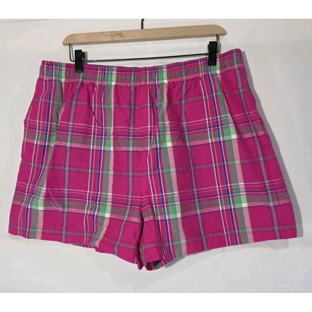 VTG 90s Ralph Lauren Polo Sport Plaid Lined XL Swim Shorts Pink Preppy Coastal